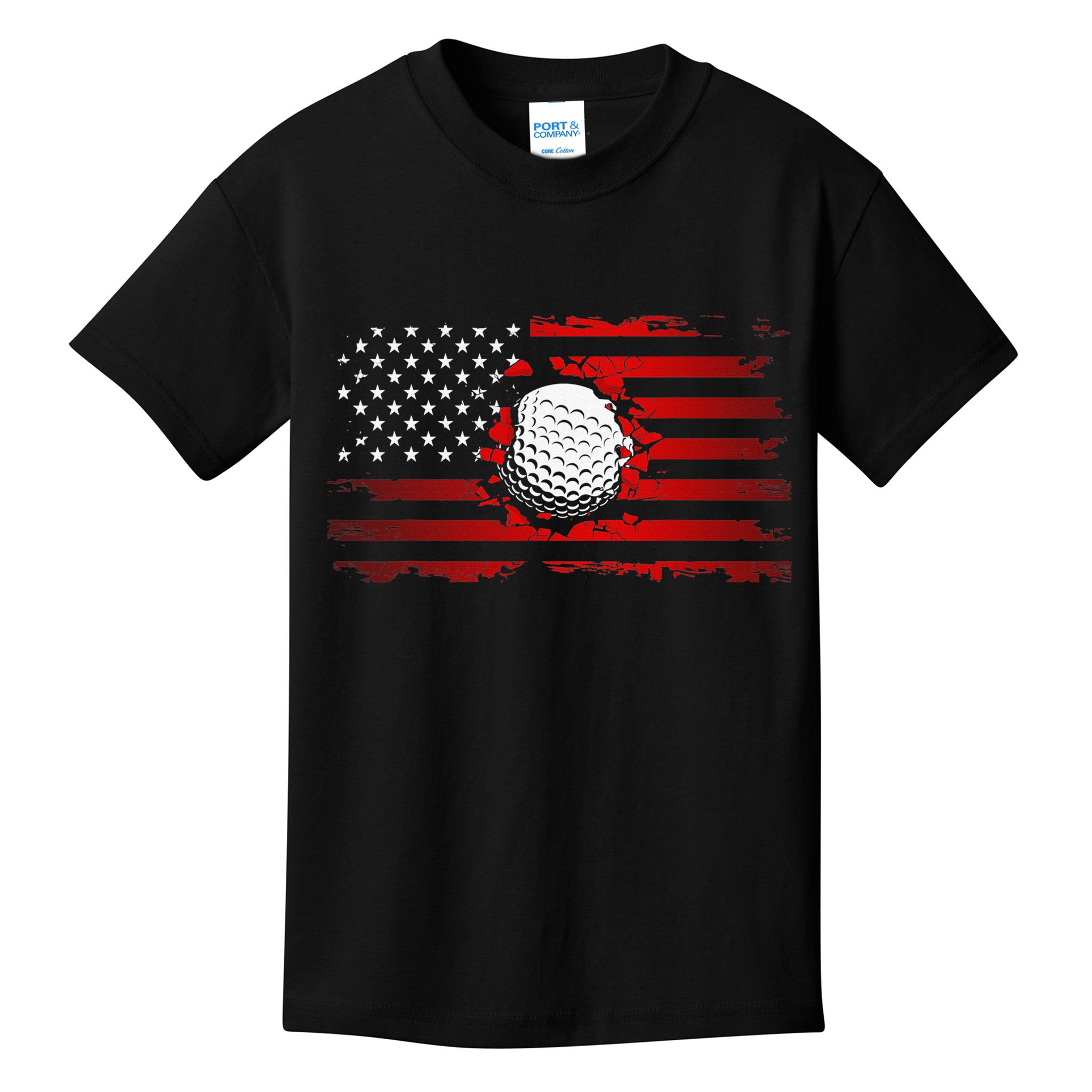 Golf USA Support Team American Flag Golf Sports Kids T-Shirt