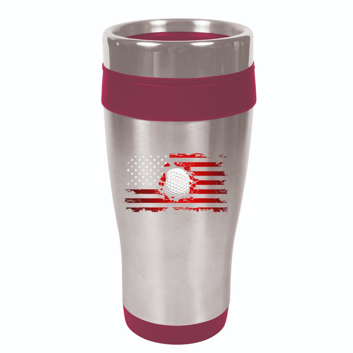 Golf USA Support Team American Flag Golf Sports 16oz Travel Tumbler