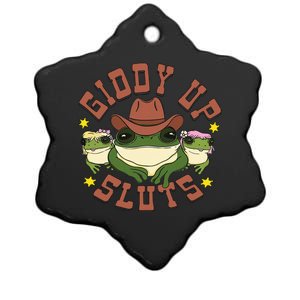 Giddy Up Sluts Western Cowgirl Ranch Rodeo Frog Ceramic Star Ornament