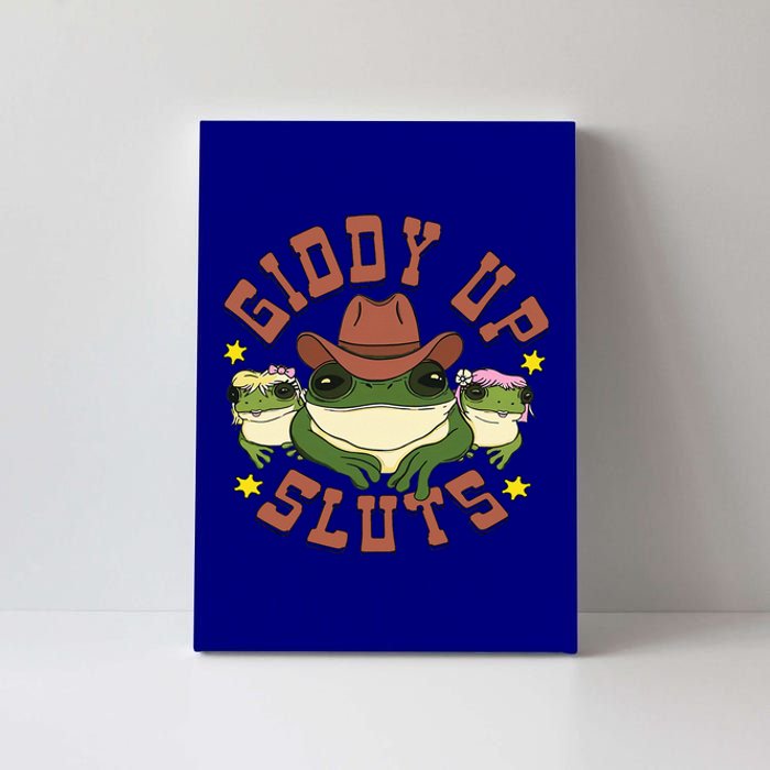 Giddy Up Sluts Western Cowgirl Ranch Rodeo Frog Canvas