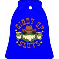 Giddy Up Sluts Western Cowgirl Ranch Rodeo Frog Ceramic Bell Ornament