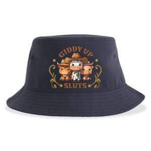 Giddy Up Sluts Funny Western Cowgirl Ranch Rodeo Country Cow Sustainable Bucket Hat