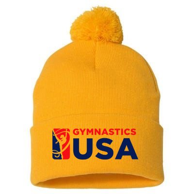 Gymnastics Usa Support The T.E.A.M. U.S.A Flag Pom Pom 12in Knit Beanie