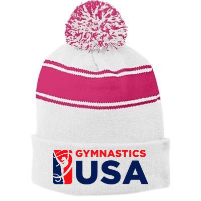 Gymnastics Usa Support The T.E.A.M. U.S.A Flag Stripe Pom Pom Beanie