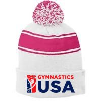 Gymnastics Usa Support The T.E.A.M. U.S.A Flag Stripe Pom Pom Beanie