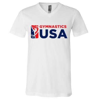 Gymnastics Usa Support The T.E.A.M. U.S.A Flag V-Neck T-Shirt