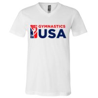 Gymnastics Usa Support The T.E.A.M. U.S.A Flag V-Neck T-Shirt