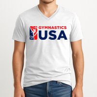 Gymnastics Usa Support The T.E.A.M. U.S.A Flag V-Neck T-Shirt