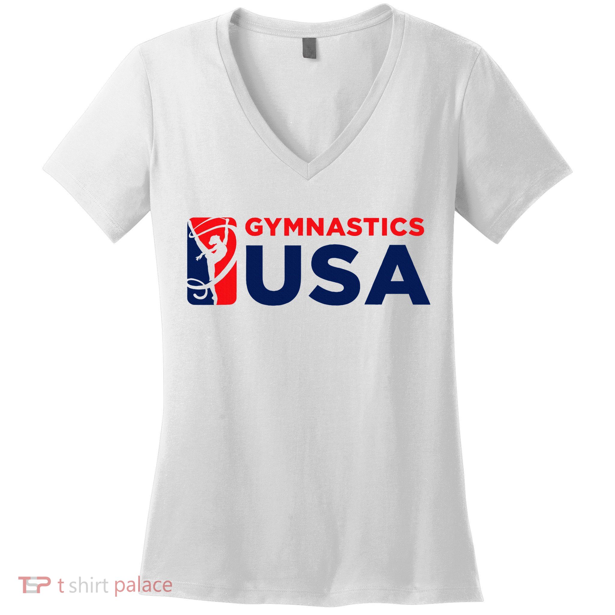 Gymnastics Usa Support The T.E.A.M. U.S.A Flag Women's V-Neck T-Shirt