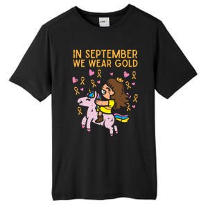 Girl Unicorn September Wear Gold Hood Cancer Awareness Funny Gift Tall Fusion ChromaSoft Performance T-Shirt