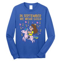 Girl Unicorn September Wear Gold Hood Cancer Awareness Funny Gift Long Sleeve Shirt