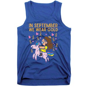 Girl Unicorn September Wear Gold Hood Cancer Awareness Funny Gift Tank Top