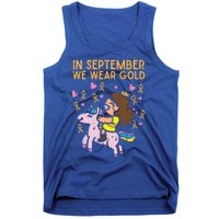 Girl Unicorn September Wear Gold Hood Cancer Awareness Funny Gift Tank Top