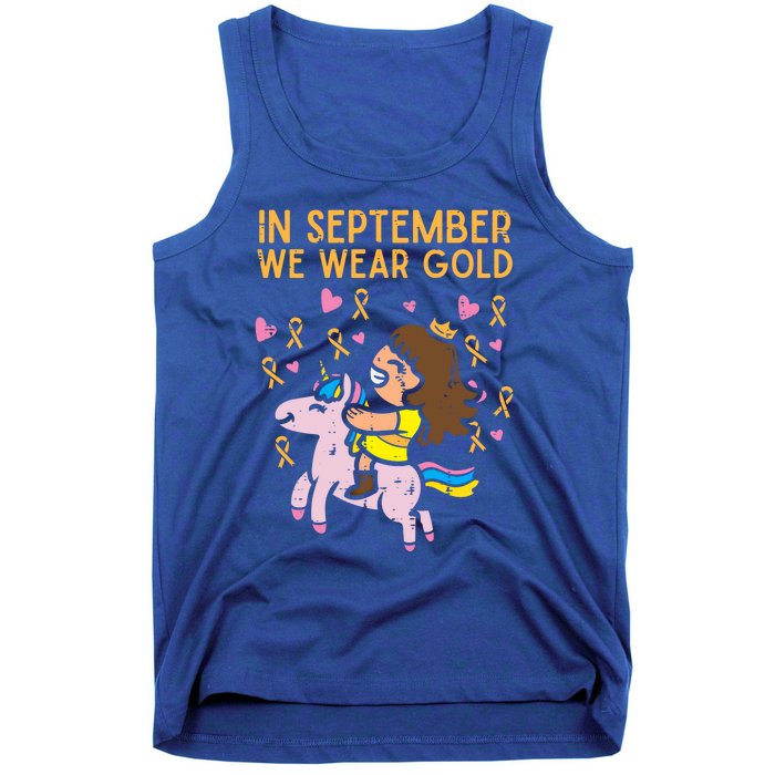 Girl Unicorn September Wear Gold Hood Cancer Awareness Funny Gift Tank Top