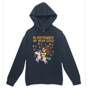 Girl Unicorn September Wear Gold Hood Cancer Awareness Funny Gift Urban Pullover Hoodie