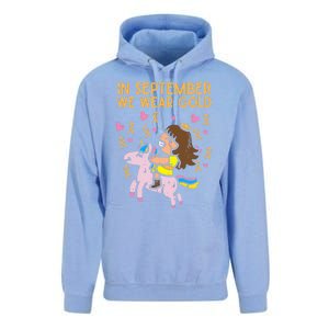 Girl Unicorn September Wear Gold Hood Cancer Awareness Funny Gift Unisex Surf Hoodie