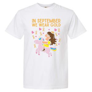 Girl Unicorn September Wear Gold Hood Cancer Awareness Funny Gift Garment-Dyed Heavyweight T-Shirt