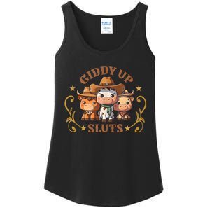 Giddy Up Sluts Funny Western Cowgirl Ranch Rodeo Country Cow Ladies Essential Tank