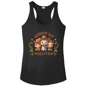 Giddy Up Sluts Funny Western Cowgirl Ranch Rodeo Country Cow Ladies PosiCharge Competitor Racerback Tank