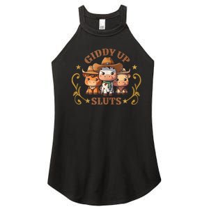 Giddy Up Sluts Funny Western Cowgirl Ranch Rodeo Country Cow Women's Perfect Tri Rocker Tank