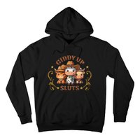 Giddy Up Sluts Funny Western Cow Ranch Rodeo Country Cow Hoodie