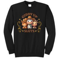 Giddy Up Sluts Funny Western Cow Ranch Rodeo Country Cow Sweatshirt