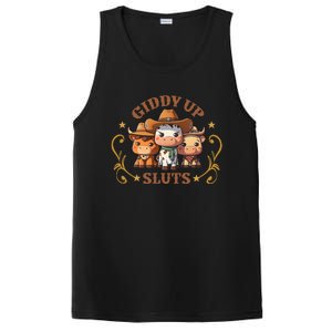 Giddy Up Sluts Funny Western Cow Ranch Rodeo Country Cow PosiCharge Competitor Tank