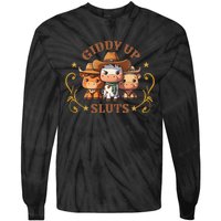 Giddy Up Sluts Funny Western Cow Ranch Rodeo Country Cow Tie-Dye Long Sleeve Shirt