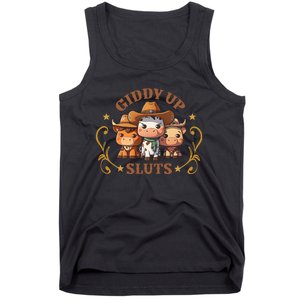 Giddy Up Sluts Funny Western Cow Ranch Rodeo Country Cow Tank Top