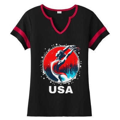 Gymnastics United States Gymnastics Team Apparel Gymnastics Ladies Halftime Notch Neck Tee