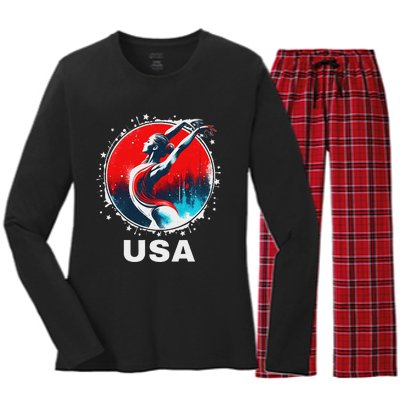 Gymnastics United States Gymnastics Team Apparel Gymnastics Women's Long Sleeve Flannel Pajama Set 