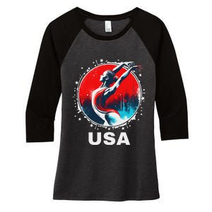 Gymnastics United States Gymnastics Team Apparel Gymnastics Women's Tri-Blend 3/4-Sleeve Raglan Shirt