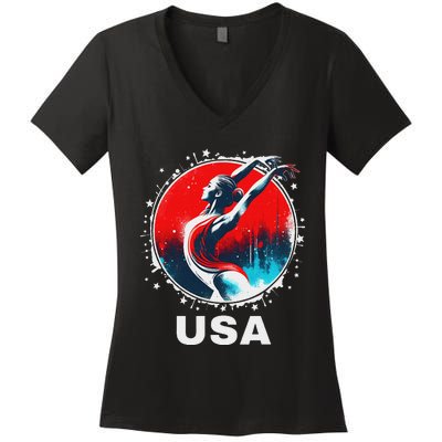 Gymnastics United States Gymnastics Team Apparel Gymnastics Women's V-Neck T-Shirt