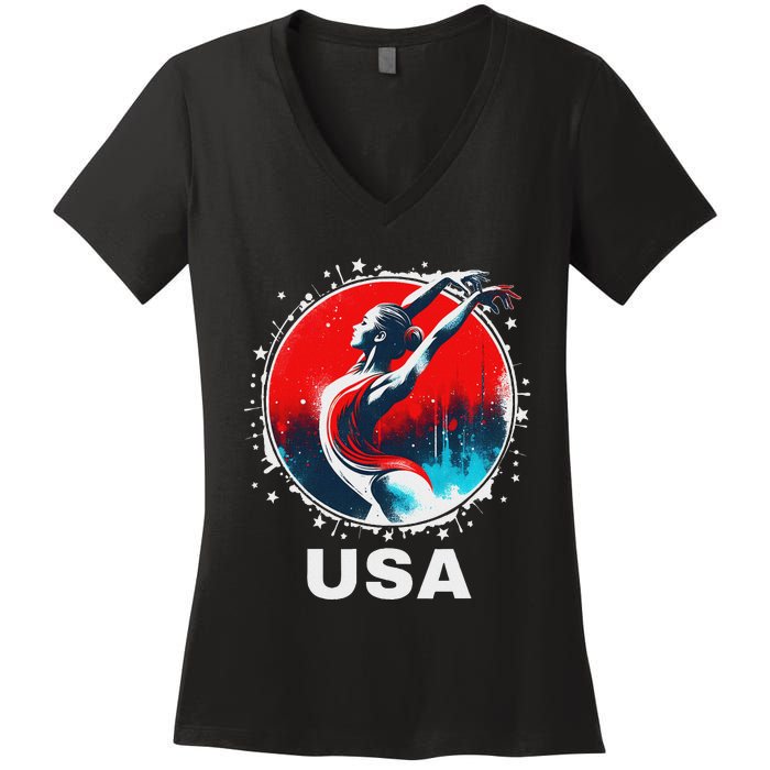 Gymnastics United States Gymnastics Team Apparel Gymnastics Women's V-Neck T-Shirt