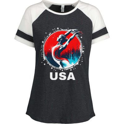 Gymnastics United States Gymnastics Team Apparel Gymnastics Enza Ladies Jersey Colorblock Tee