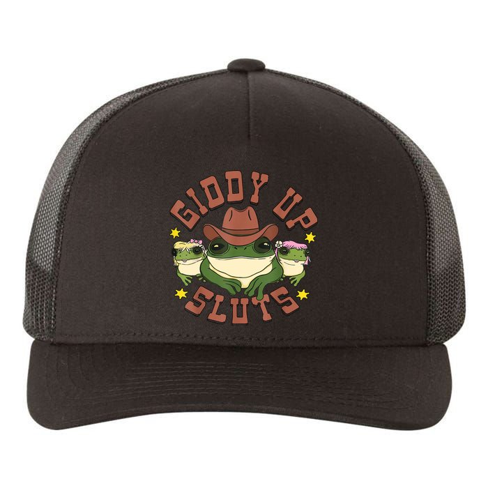 Giddy Up Sluts Funny Western Cowgirl Ranch Rodeo Frog Yupoong Adult 5-Panel Trucker Hat