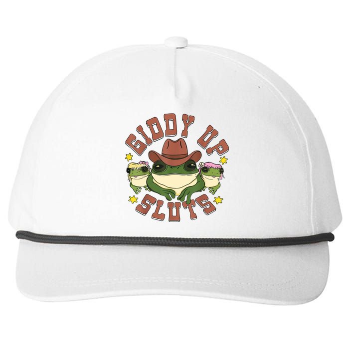 Giddy Up Sluts Funny Western Cowgirl Ranch Rodeo Frog Snapback Five-Panel Rope Hat