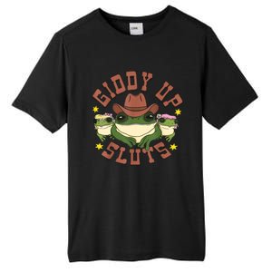 Giddy Up Sluts Funny Western Cowgirl Ranch Rodeo Frog Tall Fusion ChromaSoft Performance T-Shirt