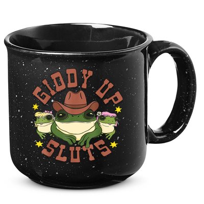 Giddy Up Sluts Funny Western Cowgirl Ranch Rodeo Frog 15oz Campfire Ceramic Mug