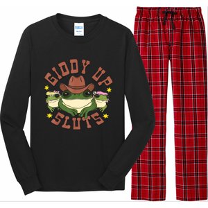 Giddy Up Sluts Funny Western Cowgirl Ranch Rodeo Frog Long Sleeve Pajama Set