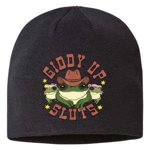 Giddy Up Sluts Funny Western Cowgirl Ranch Rodeo Frog Sustainable Beanie