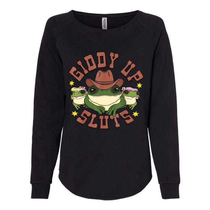 Giddy Up Sluts Funny Western Cowgirl Ranch Rodeo Frog Womens California Wash Sweatshirt