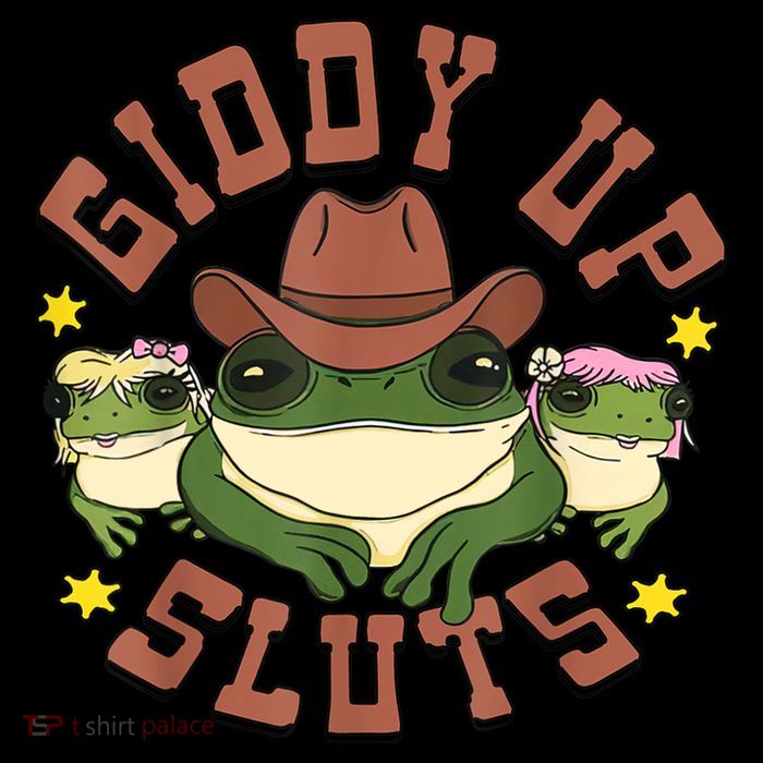Giddy Up Sluts Funny Western Cowgirl Ranch Rodeo Frog Premium T-Shirt