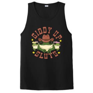 Giddy Up Sluts Funny Western Cowgirl Ranch Rodeo Frog PosiCharge Competitor Tank