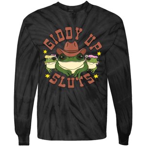 Giddy Up Sluts Funny Western Cowgirl Ranch Rodeo Frog Tie-Dye Long Sleeve Shirt