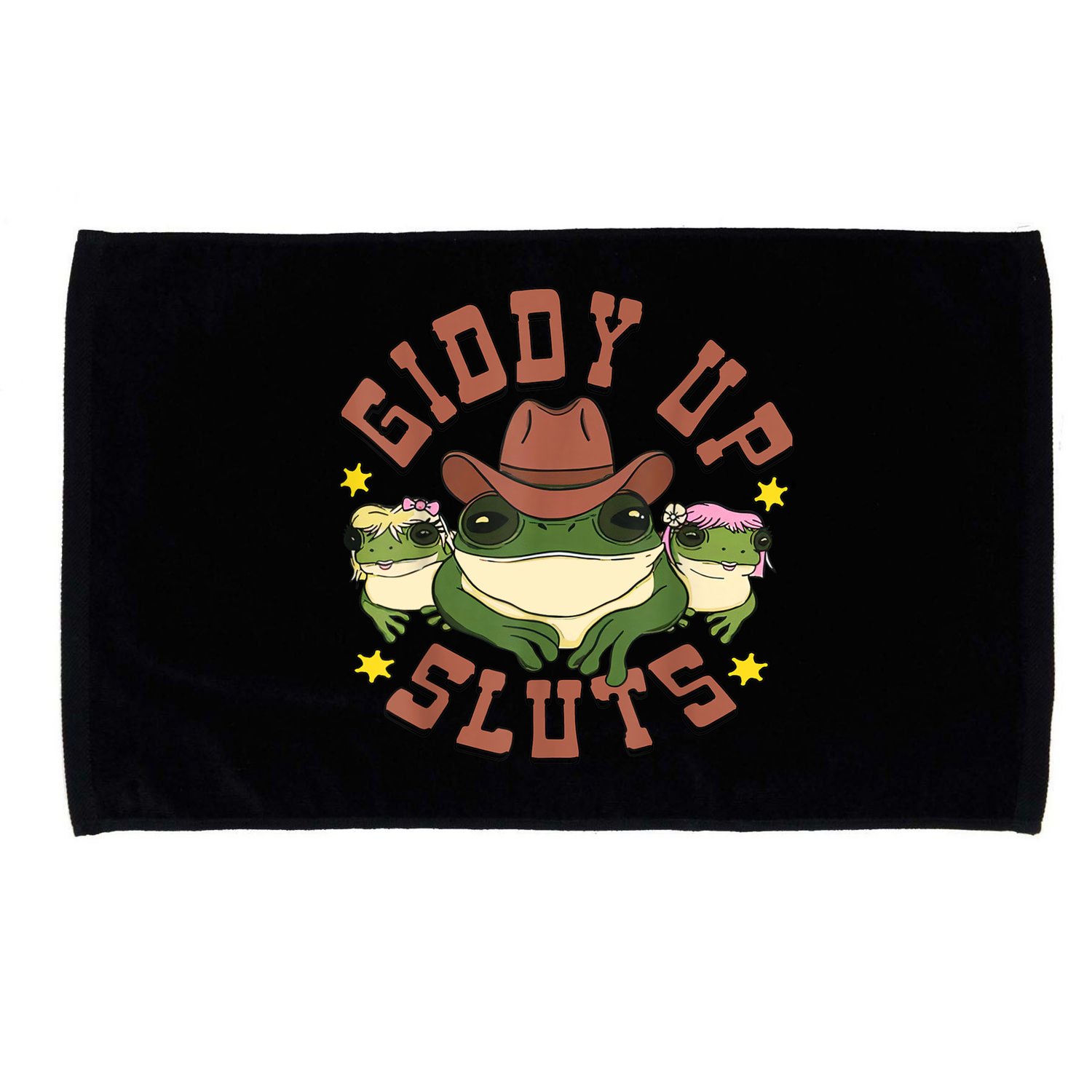Giddy Up Sluts Funny Western Cowgirl Ranch Rodeo Frog Microfiber Hand Towel
