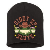 Giddy Up Sluts Funny Western Cowgirl Ranch Rodeo Frog Short Acrylic Beanie