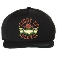 Giddy Up Sluts Funny Western Cowgirl Ranch Rodeo Frog Wool Snapback Cap