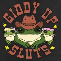 Giddy Up Sluts Funny Western Cow Ranch Rodeo Frog 7 Panel Mesh Trucker Snapback Hat