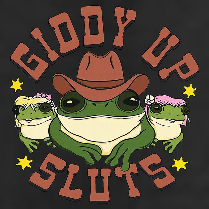 Giddy Up Sluts Funny Western Cow Ranch Rodeo Frog 7 Panel Mesh Trucker Snapback Hat